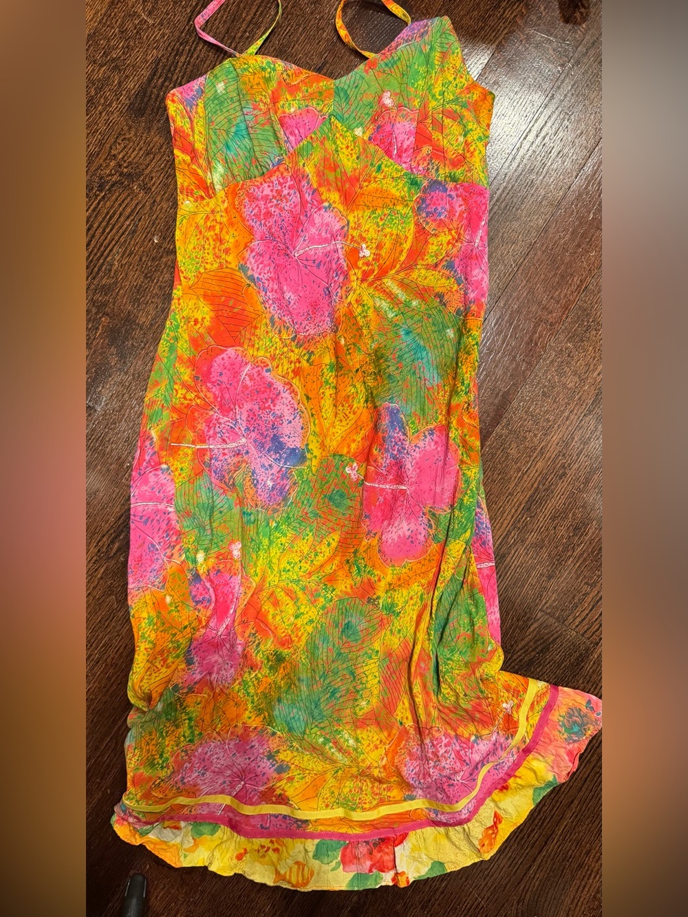 Jams World Neon Floral Maxi Skirt in Pink, Orange & Green